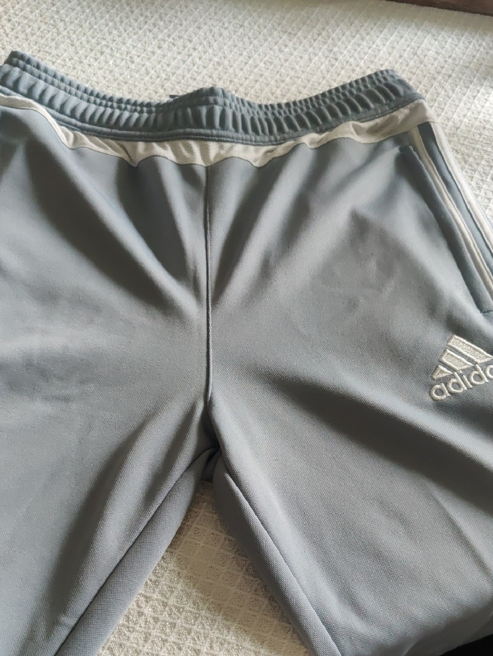 adidas Girls Light Gray Jogger Pants with White Logo Trim